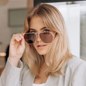 Sojos Pioneer Aviator Sunglasses. Gold Frame Black Lens Unisex